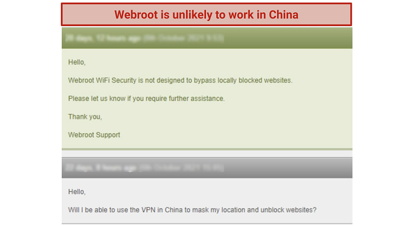 Does Webroot WiFi Security Work in China? No