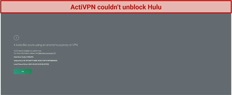 Blocked By: Amazon Prime Video, Disney+, and Hulu