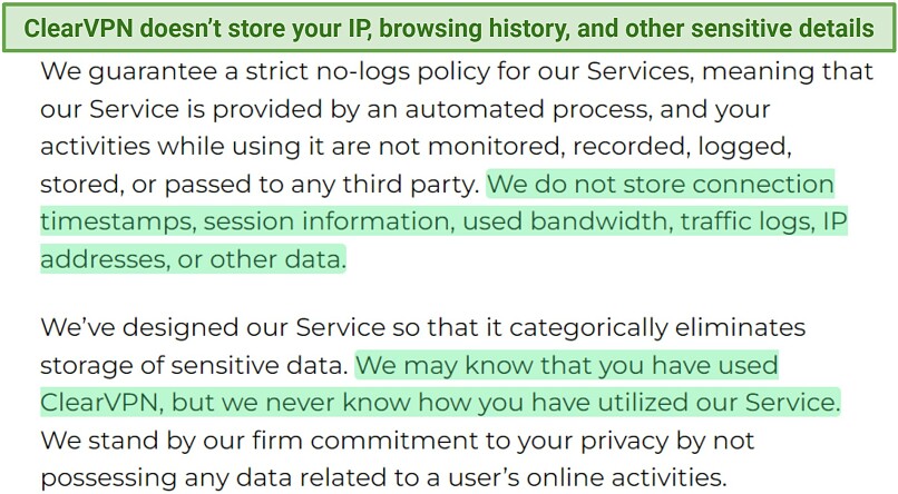 Does ClearVPN Keep Logs? No